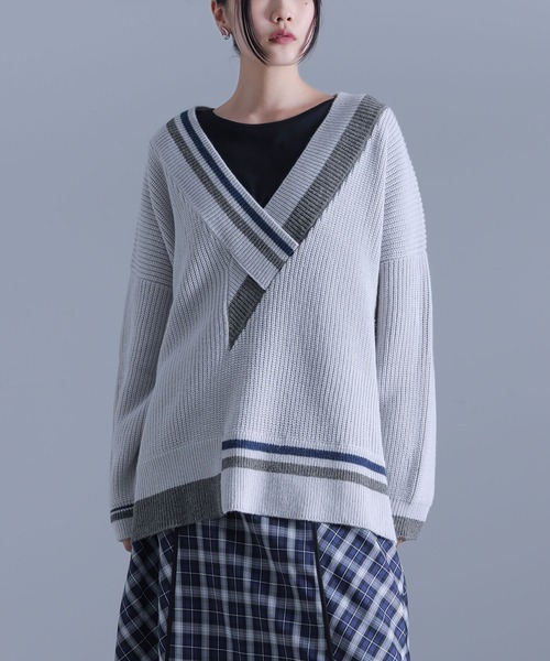 『アシメ衿デザインニット』（ニット/セーター）｜kOhAKU（コハク）