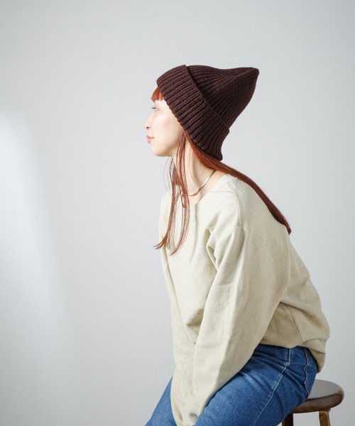 RACAL（ラカル）の「Whole Garment Huge Knit Beanie / ホールガーメントビッグシルエットニットワッチ（ニットキャップ/ビーニー・レディース・ベージュ/オレンジ/ブラウン/グレー/チャコールグレー/ブルー/アイボリー/ブラック・FREE）」の5枚目の写真