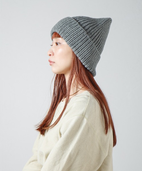 RACAL（ラカル）の「Whole Garment Huge Knit Beanie / ホールガーメントビッグシルエットニットワッチ（ニットキャップ/ビーニー・レディース・ベージュ/オレンジ/ブラウン/グレー/チャコールグレー/ブルー/アイボリー/ブラック・FREE）」の4枚目の写真