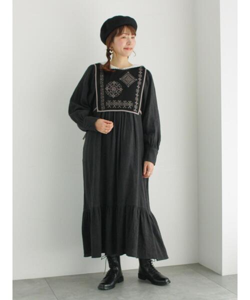 【セール】メッシュ刺繍ベスト付ワンピース（ワンピース）｜TSUHARU by Samansa Mos2（ツハルバイサマンサモスモス）