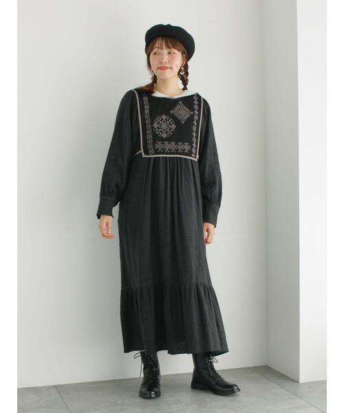 【セール】メッシュ刺繍ベスト付ワンピース（ワンピース）｜TSUHARU by Samansa Mos2（ツハルバイサマンサモスモス）