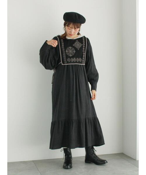 【セール】メッシュ刺繍ベスト付ワンピース（ワンピース）｜TSUHARU by Samansa Mos2（ツハルバイサマンサモスモス）