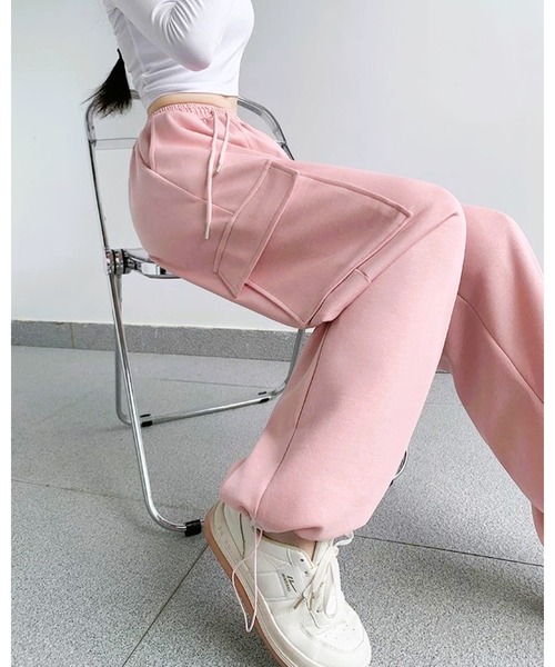 FUNdaysion(ファンデイション)の「スウェットカーゴパンツ(スウェットパンツ・レディース・ピンク/ブラック/グレー/ライトグレー・M)」の16枚目の写真