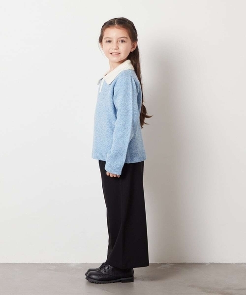 a.v.v（アーヴェヴェ）の「[120-130]襟付きバイカラーニット（ニット/セーター・キッズ・ダークインディゴブルー/ライトグレー・120/130）」の19枚目の写真