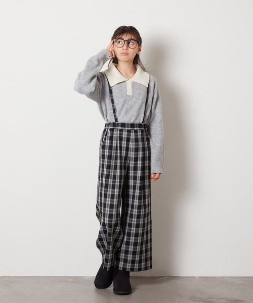 a.v.v（アーヴェヴェ）の「[120-130]襟付きバイカラーニット（ニット/セーター・キッズ・ダークインディゴブルー/ライトグレー・120/130）」の9枚目の写真