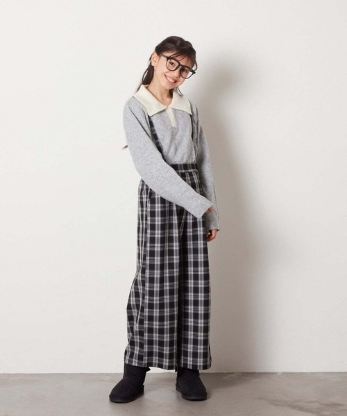 a.v.v（アーヴェヴェ）の「[120-130]襟付きバイカラーニット（ニット/セーター・キッズ・ダークインディゴブルー/ライトグレー・120/130）」の10枚目の写真