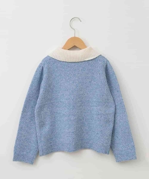 a.v.v（アーヴェヴェ）の「[120-130]襟付きバイカラーニット（ニット/セーター・キッズ・ダークインディゴブルー/ライトグレー・120/130）」の14枚目の写真