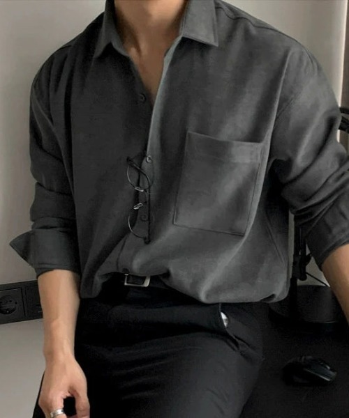 Otte(オッテ)の「ルーズカジュアルプレミアムシャツ(シャツ/ブラウス・メンズ・グレー/カーキ・LARGE/MEDIUM/X-LARGE/XX-LARGE)」の3枚目の写真