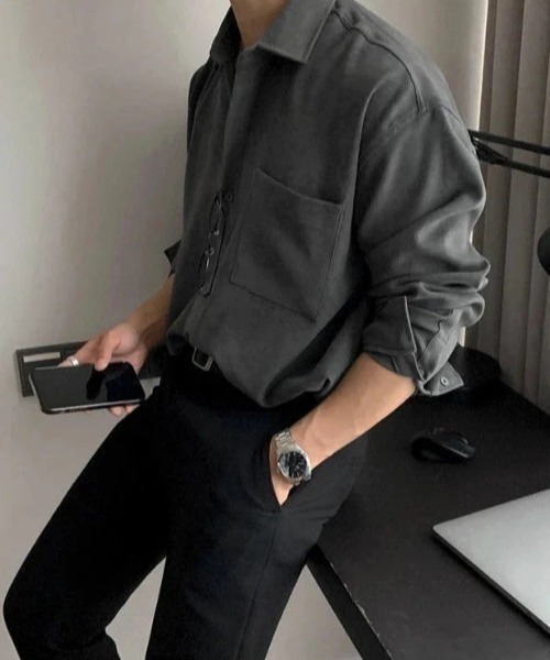 Otte(オッテ)の「ルーズカジュアルプレミアムシャツ(シャツ/ブラウス・メンズ・グレー/カーキ・LARGE/MEDIUM/X-LARGE/XX-LARGE)」の4枚目の写真