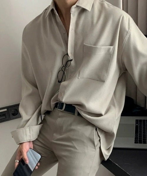 Otte(オッテ)の「ルーズカジュアルプレミアムシャツ(シャツ/ブラウス・メンズ・グレー/カーキ・LARGE/MEDIUM/X-LARGE/XX-LARGE)」の7枚目の写真