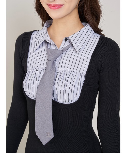 Darich シャツドッキングニットミニワンピース ¥12,100 ダーリッチ Darich シャツドッキングニットミニワンピース