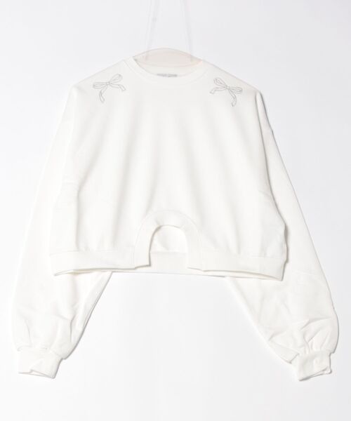 トレーナー スウェット ARCH CUT RIBBON SWEAT/アーチカットリボンスウェット レディース hugi トレーナー スウェット ARCH CUT RIBBON SWEAT/アーチ