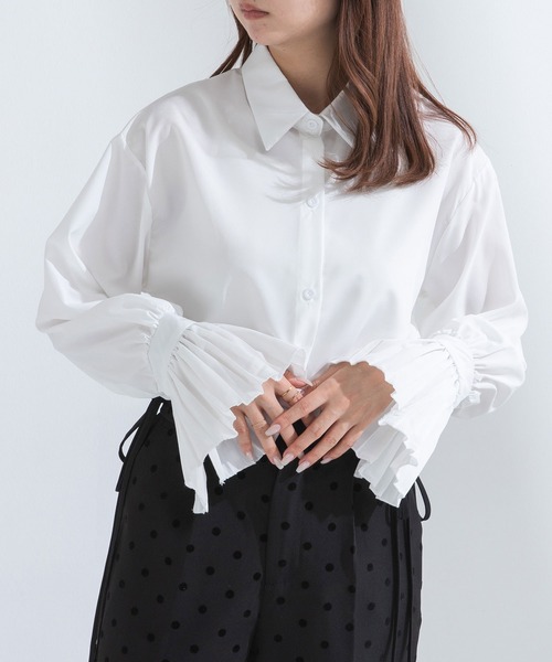 rectangle(レクタングル)の「プリーツフレアスリーブブラウス(シャツ/ブラウス・レディース・ホワイト・LARGE/MEDIUM/X-LARGE)」の6枚目の写真