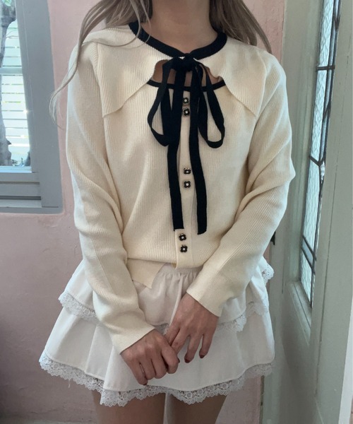 配色カットアウトニット（ニット/セーター）｜MORE self LOVE（モアセルフラブ）