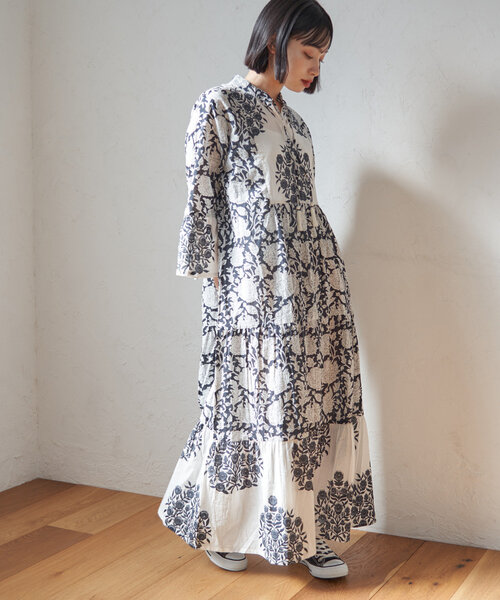 Remind me and forever（リマインドミーアンドフォーエバー）の「【India series】【WEB限定】インドコットン総花柄ワンピース（ワンピース・レディース・ブルー/ブラック/モカ・MEDIUM）」の10枚目の写真