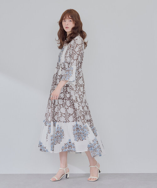Remind me and forever（リマインドミーアンドフォーエバー）の「【India series】【WEB限定】インドコットン総花柄ワンピース（ワンピース・レディース・ブルー/ブラック/モカ・MEDIUM）」の21枚目の写真