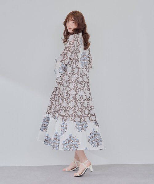 Fabindia ファブインディア◆ コットンシルク 花柄 ワンピース セール】【India series】【WEB限定】インドコットン総花柄