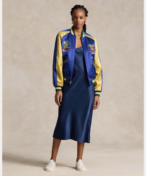 POLO RALPH LAUREN（ポロ ラルフ ローレン）の「エンブロイダリー ボンバー ジャケット（スタジャン・レディース・ブルー・L/M/S/XS/XXS）」の3枚目の写真