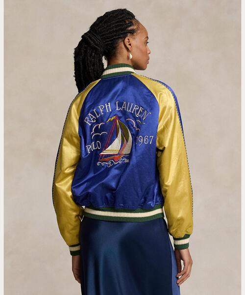 POLO RALPH LAUREN（ポロ ラルフ ローレン）の「エンブロイダリー ボンバー ジャケット（スタジャン・レディース・ブルー・L/M/S/XS/XXS）」の4枚目の写真