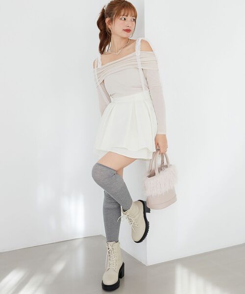 MAJESTIC LEGON(マジェスティックレゴン)の「フレアミニスカパン(スカート・レディース・ブラック/グレー/アイボリー・MEDIUM)」の2枚目の写真