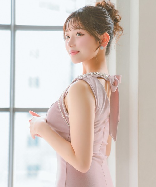 Tika(ティカ)の「キャバドレス ミニ タイト ノースリーブパールバストカットジップドレス(ドレス・レディース・ブラック/ピンク・M/S/L)」の13枚目の写真