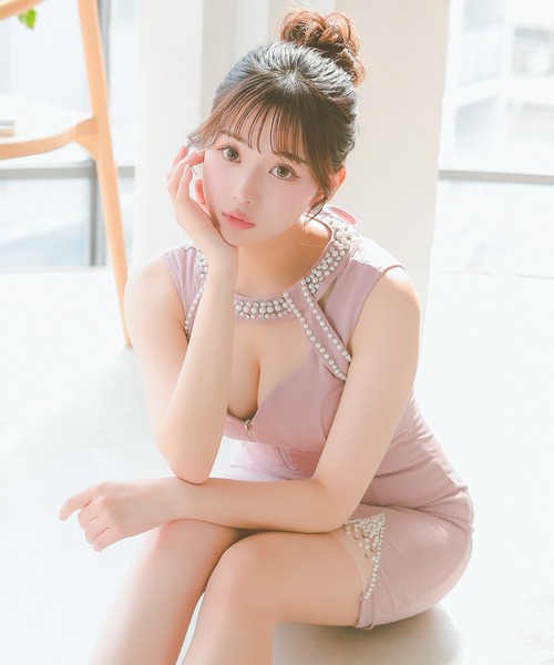 Tika(ティカ)の「キャバドレス ミニ タイト ノースリーブパールバストカットジップドレス(ドレス・レディース・ブラック/ピンク・M/S/L)」の14枚目の写真