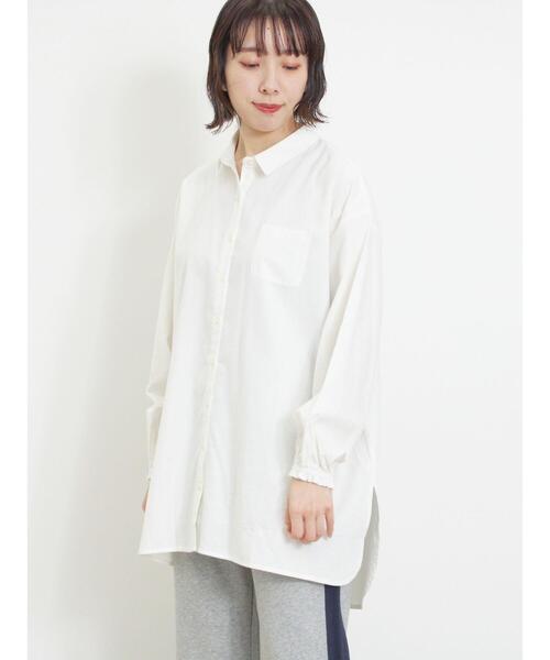 Samansa Mos2（サマンサ モスモス）の「【保温加工】柄アソートシャツチュニック（チュニック・レディース・オフホワイト/ブルー/イエロー/グリーン/ブラック・F）」の2枚目の写真