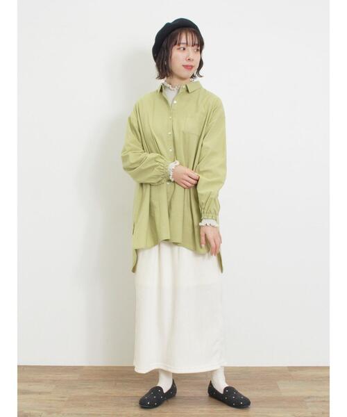 Samansa Mos2（サマンサ モスモス）の「【保温加工】柄アソートシャツチュニック（チュニック・レディース・オフホワイト/ブルー/イエロー/グリーン/ブラック・F）」の11枚目の写真