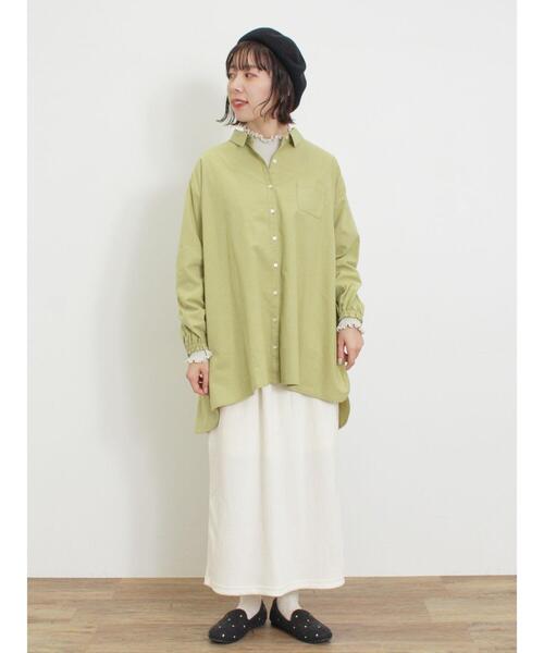 Samansa Mos2（サマンサ モスモス）の「【保温加工】柄アソートシャツチュニック（チュニック・レディース・オフホワイト/ブルー/イエロー/グリーン/ブラック・F）」の12枚目の写真