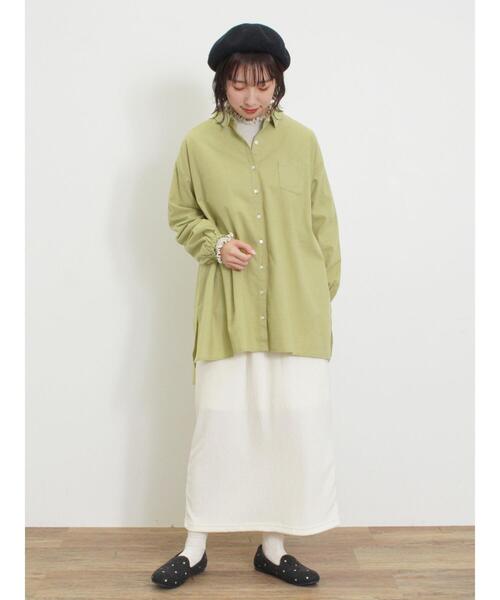 Samansa Mos2（サマンサ モスモス）の「【保温加工】柄アソートシャツチュニック（チュニック・レディース・オフホワイト/ブルー/イエロー/グリーン/ブラック・F）」の13枚目の写真