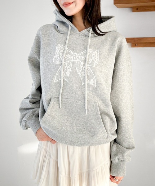 Heather(ヘザー)の「アソートロゴフーディ 290406(パーカー・レディース・オートミール/ネイビー/グレー/ホワイト系/ネイビー系/グレー系・FREE)」の7枚目の写真