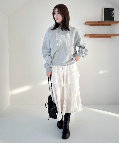 Heather(ヘザー)の「アソートロゴフーディ 290406(パーカー・レディース・オートミール/ネイビー/グレー/ホワイト系/ネイビー系/グレー系・FREE)」の11枚目の写真