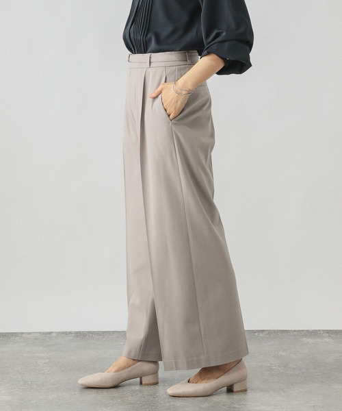 GLOBAL WORK（グローバルワーク）の「ウツクシルエットプレミアムワイドパンツ/252422（その他パンツ・レディース・ベージュ/ライトグレー/グレイッシュベージュ/ブラック/ネイビー系9・LARGE/MEDIUM/SMALL/X-SMALL/XX-LARGE/X-LARGE）」の4枚目の写真