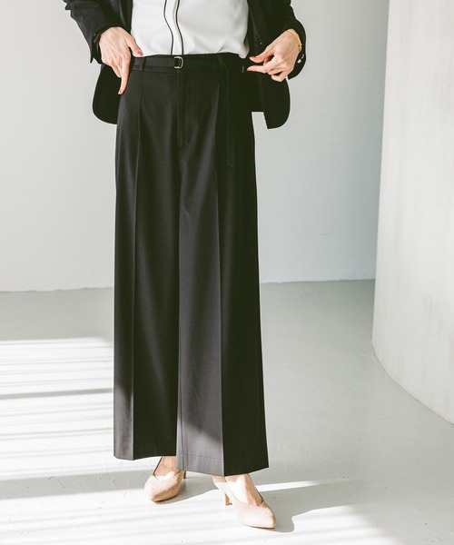 GLOBAL WORK（グローバルワーク）の「ウツクシルエットプレミアムワイドパンツ/252422（その他パンツ・レディース・ベージュ/ライトグレー/グレイッシュベージュ/ブラック/ネイビー系9・LARGE/MEDIUM/SMALL/X-SMALL/XX-LARGE/X-LARGE）」の2枚目の写真