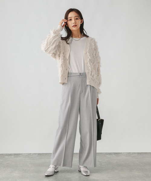 GLOBAL WORK（グローバルワーク）の「ウツクシルエットプレミアムワイドパンツ/252422（その他パンツ・レディース・ベージュ/ライトグレー/グレイッシュベージュ/ブラック/ネイビー系9・LARGE/MEDIUM/SMALL/X-SMALL/XX-LARGE/X-LARGE）」の18枚目の写真