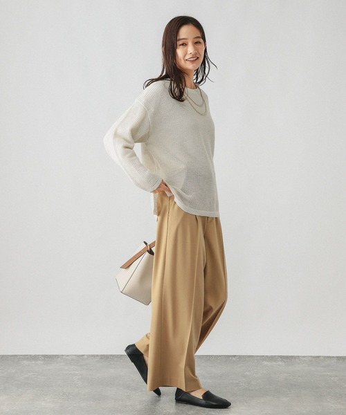 GLOBAL WORK（グローバルワーク）の「ウツクシルエットプレミアムワイドパンツ/252422（その他パンツ・レディース・ベージュ/ライトグレー/グレイッシュベージュ/ブラック/ネイビー系9・LARGE/MEDIUM/SMALL/X-SMALL/XX-LARGE/X-LARGE）」の22枚目の写真