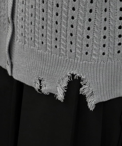 axes femme POETIQUE（アクシーズファムポエティック）の「レースアップデザインカーディガン（カーディガン/ボレロ・レディース・グレー/ブラック/ブルーグリーン・MEDIUM）」の6枚目の写真