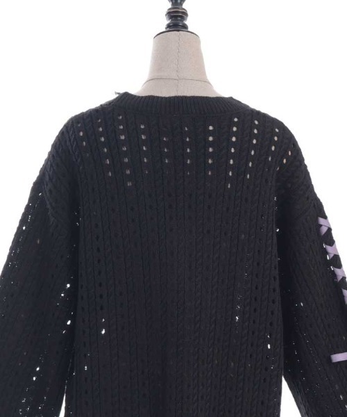 axes femme POETIQUE（アクシーズファムポエティック）の「レースアップデザインカーディガン（カーディガン/ボレロ・レディース・グレー/ブラック/ブルーグリーン・MEDIUM）」の18枚目の写真