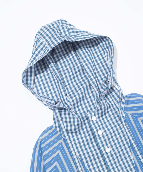 F/CE. （エフシーイー）の「F/CE. PANELLED HOODIE SHIRT / エフシーイー パネリング フーディー シャツ（シャツ/ブラウス・レディース・ブルー/グレー・SMALL/MEDIUM/LARGE）」の6枚目の写真