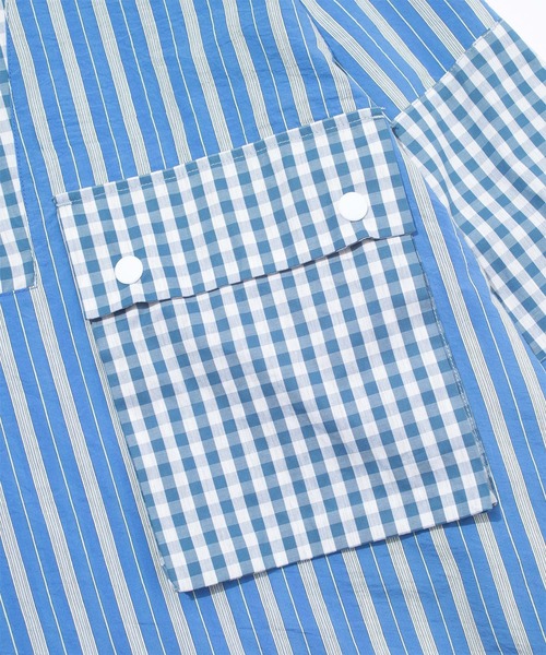 F/CE. （エフシーイー）の「F/CE. PANELLED HOODIE SHIRT / エフシーイー パネリング フーディー シャツ（シャツ/ブラウス・レディース・ブルー/グレー・SMALL/MEDIUM/LARGE）」の9枚目の写真