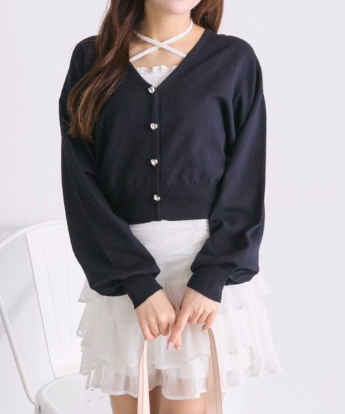 OLIVE des OLIVE(オリーブデオリーブ)の「ハートボタンカーディガン(カーディガン/ボレロ・レディース・ネイビー/イエロー/サックスブルー/レッド/オフホワイト・FREE)」の16枚目の写真