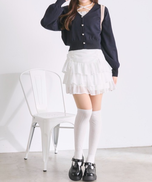 OLIVE des OLIVE(オリーブデオリーブ)の「ハートボタンカーディガン(カーディガン/ボレロ・レディース・ネイビー/イエロー/サックスブルー/レッド/オフホワイト・FREE)」の17枚目の写真