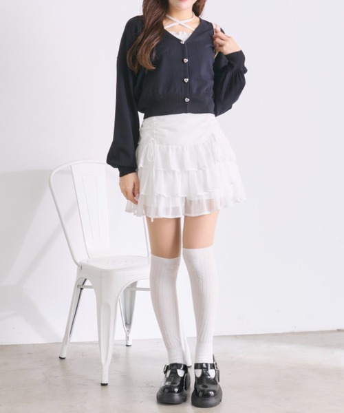 OLIVE des OLIVE(オリーブデオリーブ)の「ハートボタンカーディガン(カーディガン/ボレロ・レディース・ネイビー/イエロー/サックスブルー/レッド/オフホワイト・FREE)」の18枚目の写真