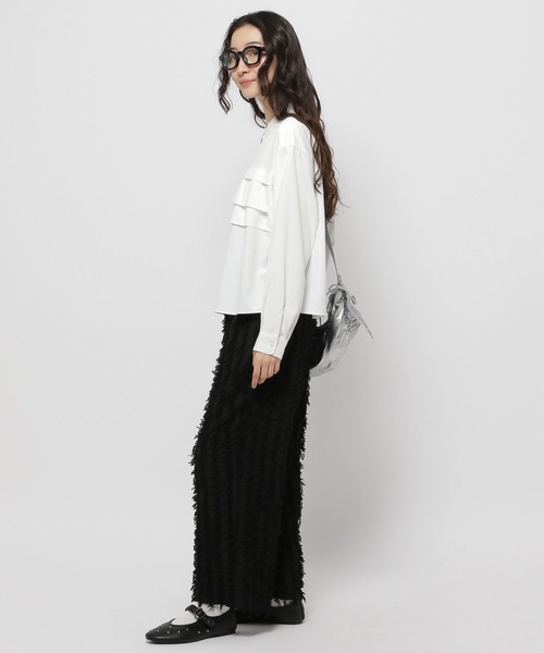 niko and...（ニコアンド）の「ケアイージーコタットフリルシャツ（シャツ/ブラウス・レディース・オフホワイト/チャコール/グリーン/ブルー・LARGE/SHORT）」の10枚目の写真