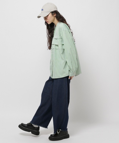 niko and...（ニコアンド）の「ケアイージーコタットフリルシャツ（シャツ/ブラウス・レディース・オフホワイト/チャコール/グリーン/ブルー・LARGE/SHORT）」の17枚目の写真