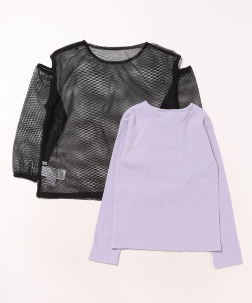 coca（coca）（コカ）の「【WEB限定セール】キッズ メッシュトップス＆リブトップス2点セット（ニット/セーター・キッズ・パープル/ホワイト・130/140/120/150）」の3枚目の写真