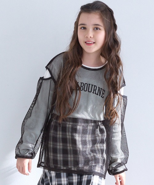 coca（coca）（コカ）の「【WEB限定セール】キッズ メッシュトップス＆リブトップス2点セット（ニット/セーター・キッズ・パープル/ホワイト・130/140/120/150）」の2枚目の写真