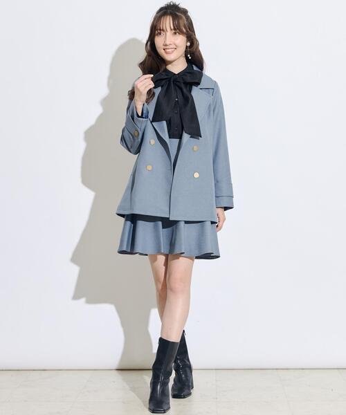 SWINGLE（スウィングル）の「【展示会２位】ダブルボタンカルゼオーバージャコット（テーラードジャケット・レディース・ブルー/イエロー/ネイビー・FREE）」の5枚目の写真