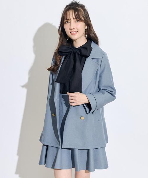 SWINGLE（スウィングル）の「【展示会２位】ダブルボタンカルゼオーバージャコット（テーラードジャケット・レディース・ブルー/イエロー/ネイビー・FREE）」の7枚目の写真