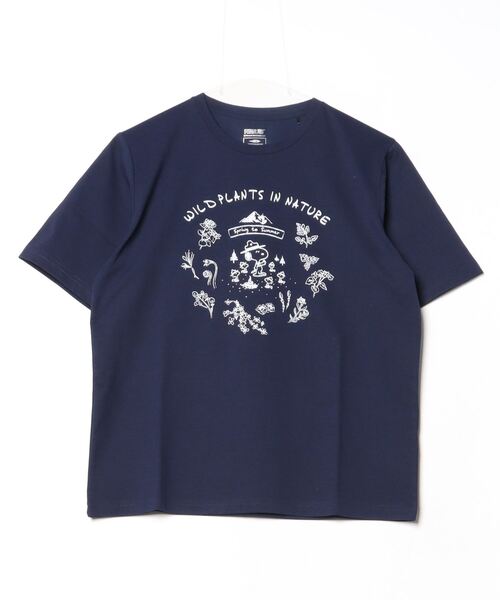 PEANUTS(ピーナッツ)の「ピーナッツ グラフィック半袖T 野草(スヌーピー)(Tシャツ/カットソー・レディース・ネイビー/グリーン・M/L/XL/S)」の1枚目の写真